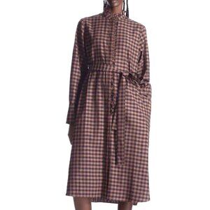 COS plaid shirt dress with ruffle neck size 12